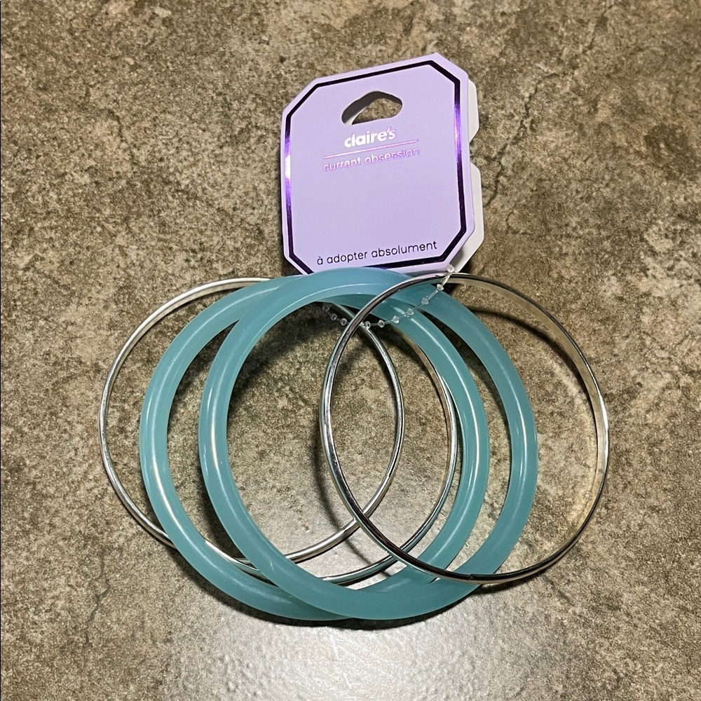 Claire's Silver and Blue Bangle Set